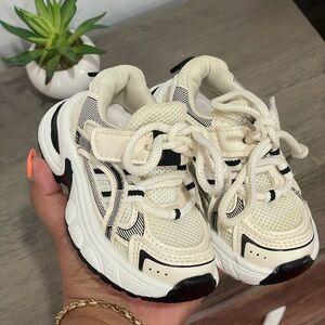 Stylish Cream and Black Kids Sneakers